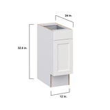 Hugo&Borg Riviera 12-in W x 34.5-in H x 25-in D Bright White Base Fully Assembled Cabinet (Recessed Panel Shaker Door Style)