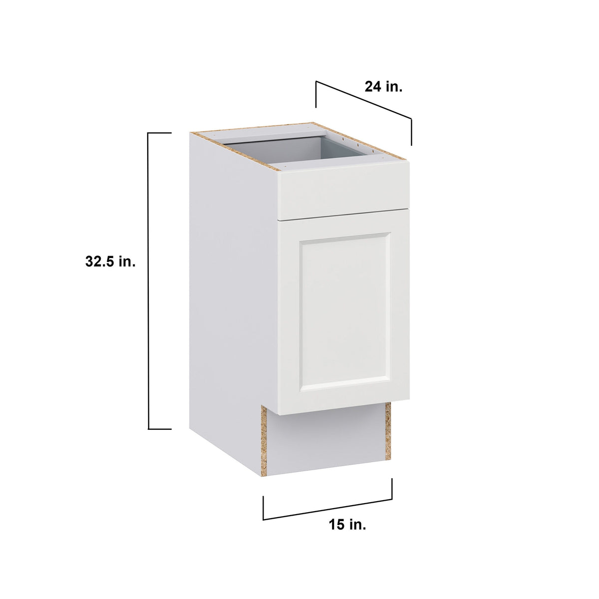 Hugo&Borg Riviera 15-in W x 34.5-in H x 24-in D Bright White 1-Drawer Base Fully Assembled Cabinet (Recessed Panel Shaker Door Style)