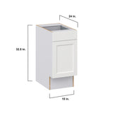 Hugo&Borg Riviera 15-in W x 34.5-in H x 24-in D Bright White 1-Drawer Base Fully Assembled Cabinet (Recessed Panel Shaker Door Style)