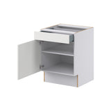 Hugo&Borg Riviera 24-in W x 34.5-in H x 24-in D Bright White 1-Drawer Base Fully Assembled Cabinet (Recessed Panel Shaker Door Style)