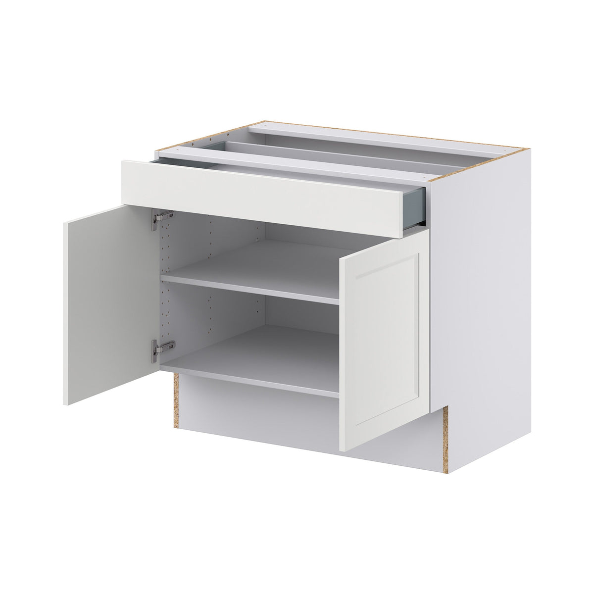 Hugo&Borg Riviera 36-in W x 32.5-in H x 24-in D Bright White 1-Drawer Base Fully Assembled Cabinet (Recessed Panel Shaker Style)