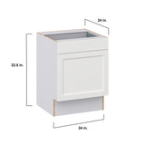 Hugo&Borg Riviera 24-in W x 34.5-in H x 24-in D Bright White 1-Drawer Base Fully Assembled Cabinet (Recessed Panel Shaker Door Style)