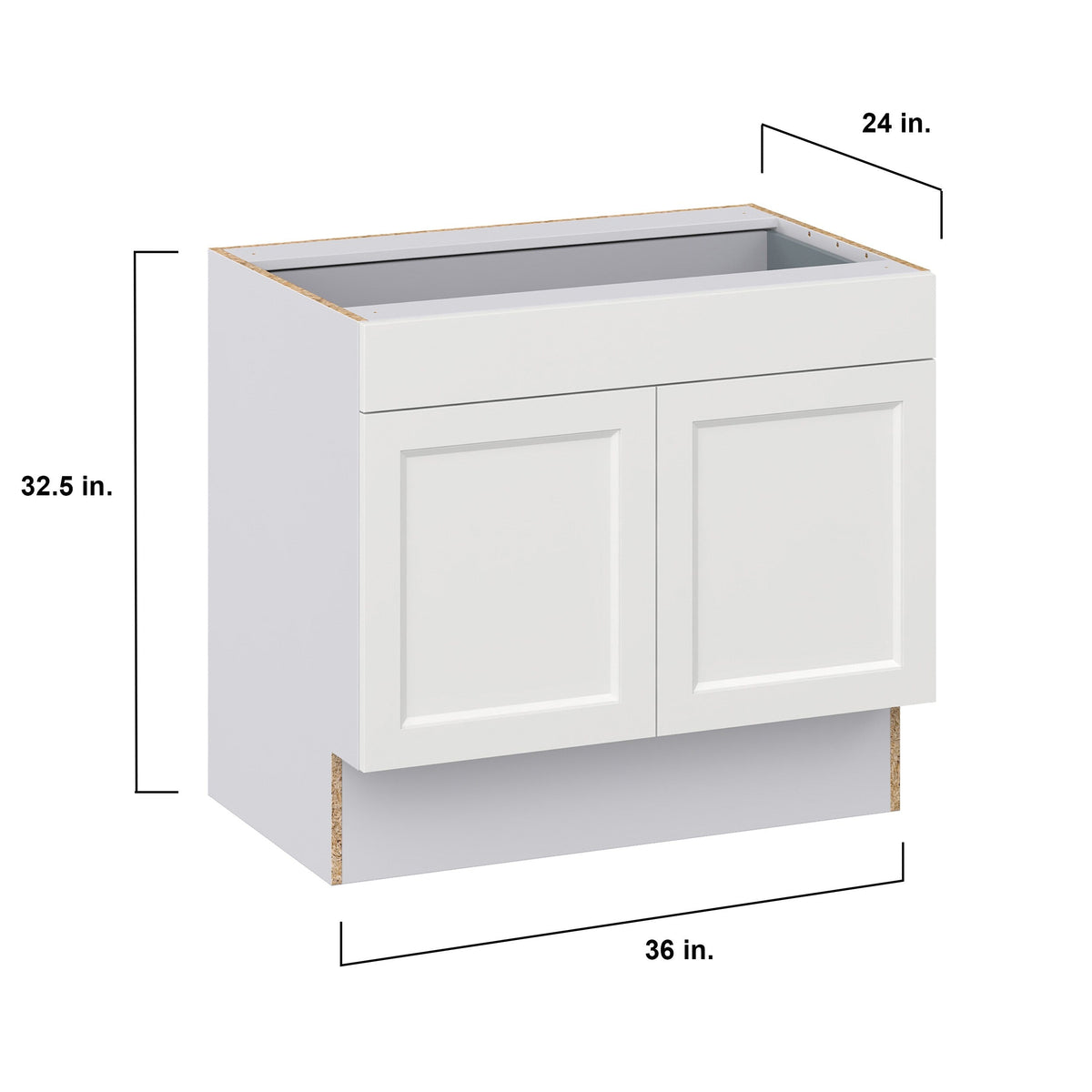 Hugo&Borg Riviera 36-in W x 32.5-in H x 24-in D Bright White 1-Drawer Base Fully Assembled Cabinet (Recessed Panel Shaker Style)