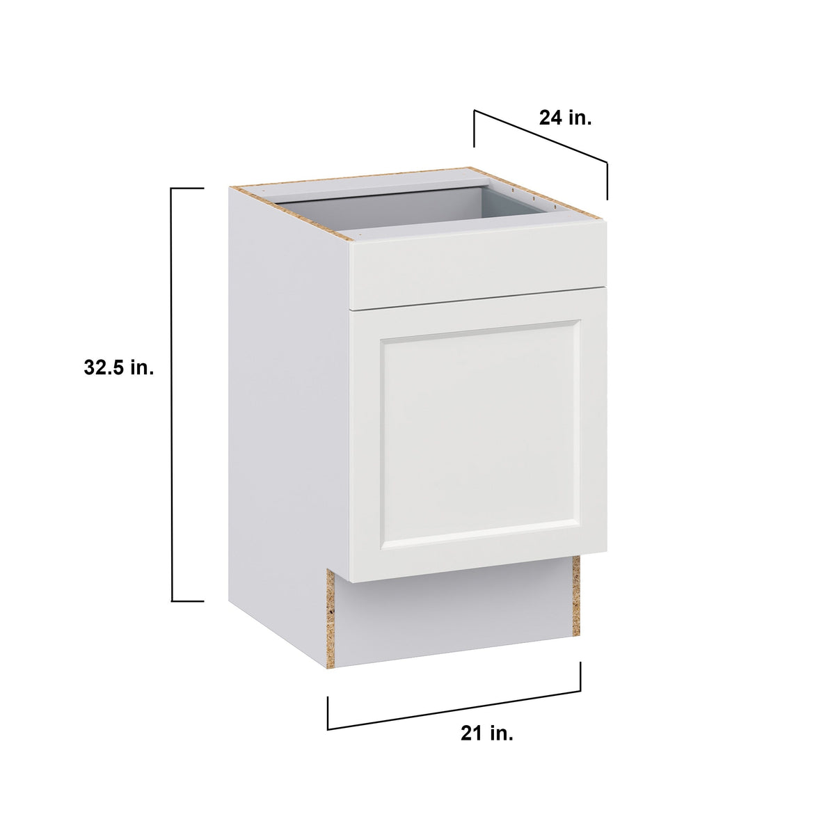 Hugo&Borg Riviera 21-in W x 34.5-in H x 25-in D Bright White Base Fully Assembled Cabinet (Recessed Panel Shaker Door Style)