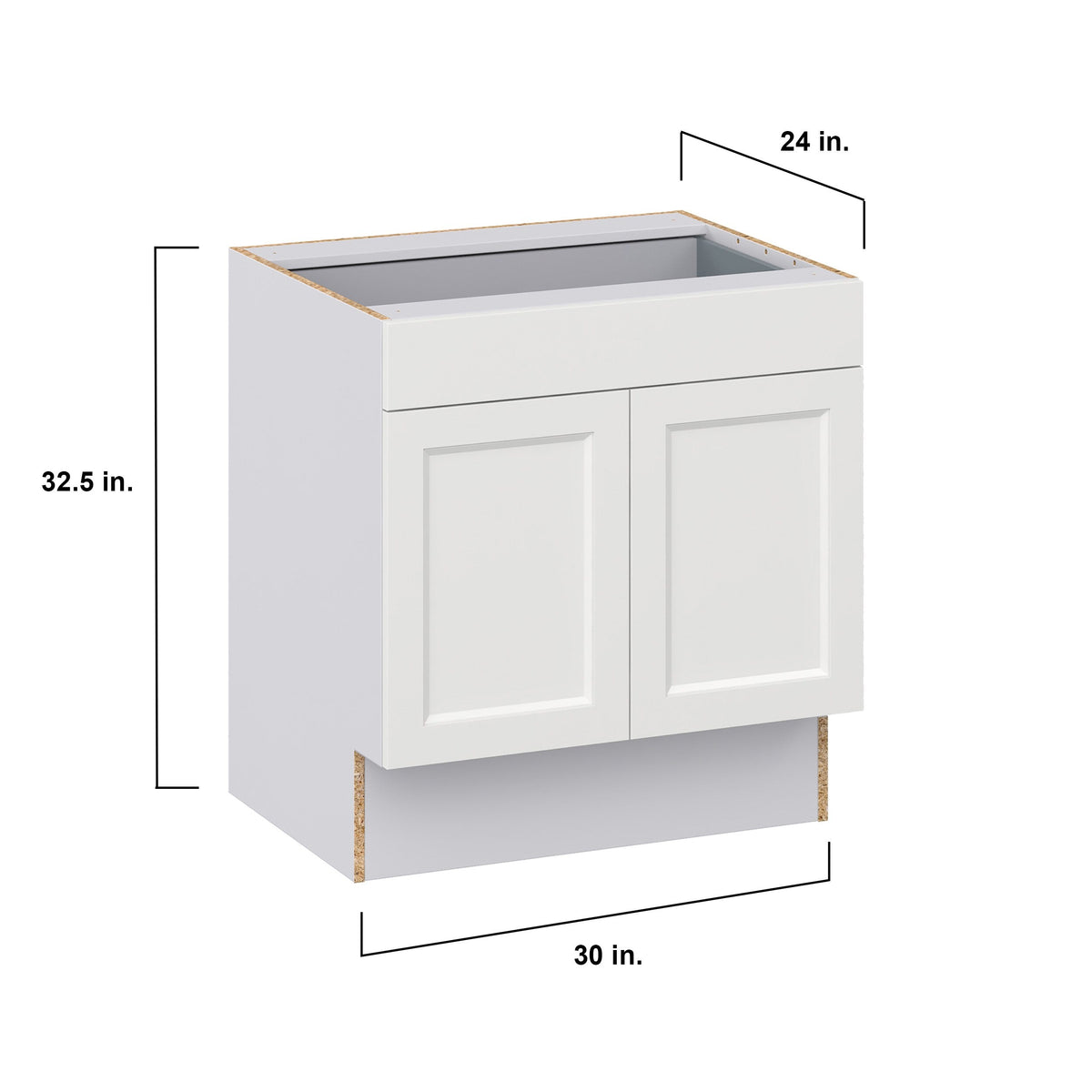 Hugo&Borg Riviera 30-in W x 32.5-in H x 25-in D Bright White 1-Drawer Base Fully Assembled Cabinet (Recessed Panel Shaker Style)