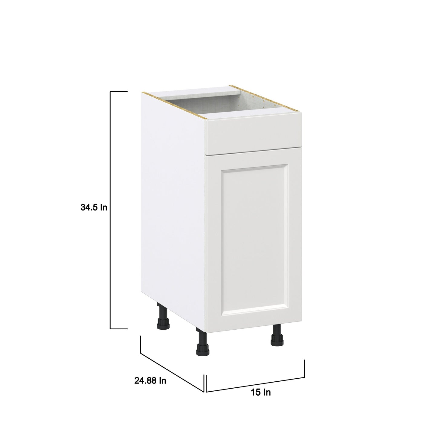 Hugo&Borg Riviera 15-in W x 34.5-in H x 24-in D Bright White 1-Drawer Pull-out Cabinet Base Fully Assembled Cabinet (Recessed Panel Style)