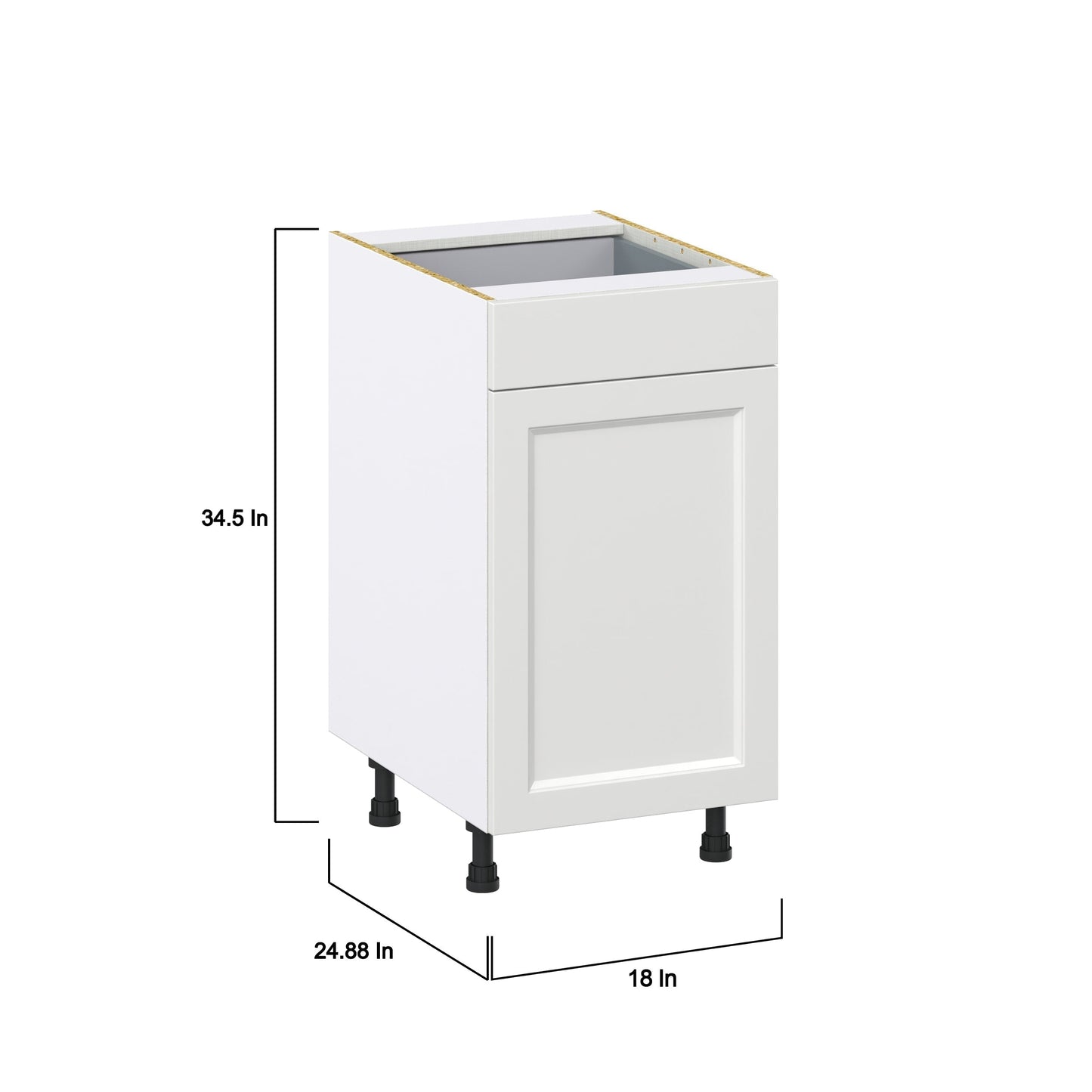 Hugo&Borg Riviera 18-in W x 34.5-in H x 24-in D Bright White 1-Drawer Pull-out Cabinet Base Fully Assembled Cabinet (Recessed Panel Style)