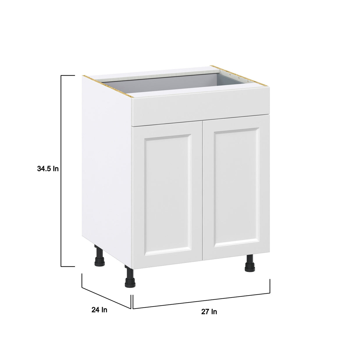 Hugo&Borg Riviera 27-in W x 34.5-in H x 24-in D Bright White 1-Drawer Base Fully Assembled Cabinet (Recessed Panel Shaker Style)