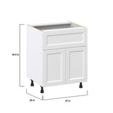 Hugo&Borg Riviera 27-in W x 34.5-in H x 25-in D Bright White 1-Drawer Base Fully Assembled Cabinet (Recessed Panel Shaker Style)