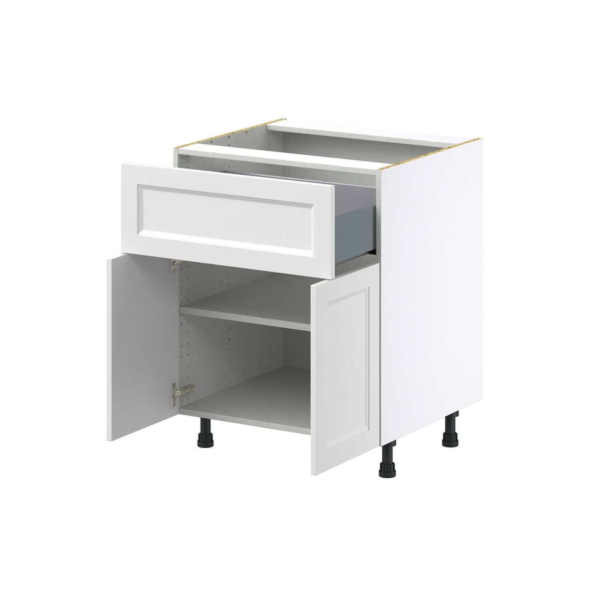 Hugo&Borg Riviera 27-in W x 34.5-in H x 25-in D Bright White 1-Drawer Base Fully Assembled Cabinet (Recessed Panel Shaker Style)