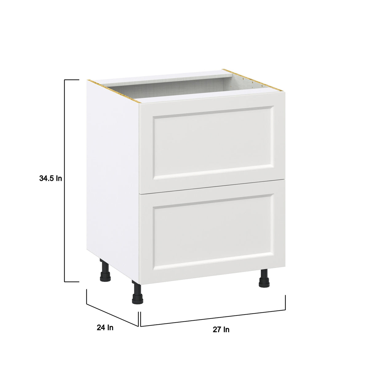 Hugo&Borg Riviera 27-in W x 34.5-in H x 24-in D Bright White 2-Drawer Base Fully Assembled Cabinet (Recessed Panel Style)