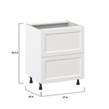 Hugo&Borg Riviera 27-in W x 34.5-in H x 24-in D Bright White 2-Drawer Base Fully Assembled Cabinet (Recessed Panel Style)