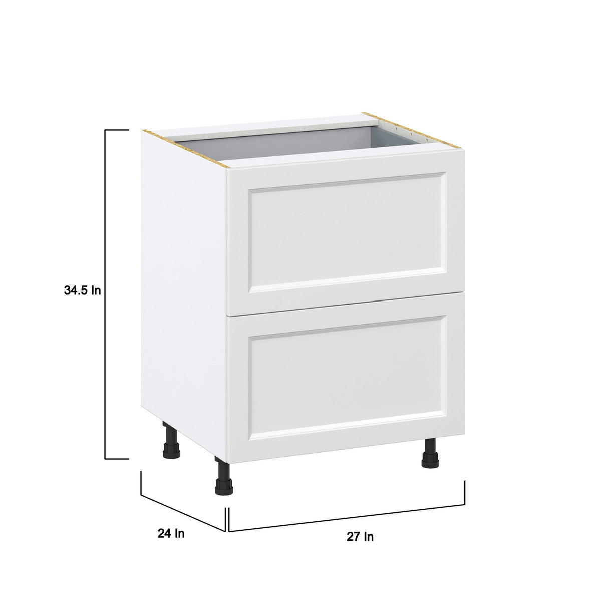 Hugo&Borg Riviera 27-in W x 34.5-in H x 24-in D Bright White 3-Drawer Base Fully Assembled Cabinet (Recessed Panel Style)