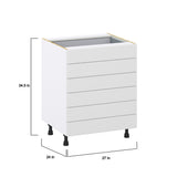 Hugo&Borg Riviera 27-in W x 34.5-in H x 24-in D Bright White 6-Drawer Base Fully Assembled Cabinet (Recessed Panel Style)