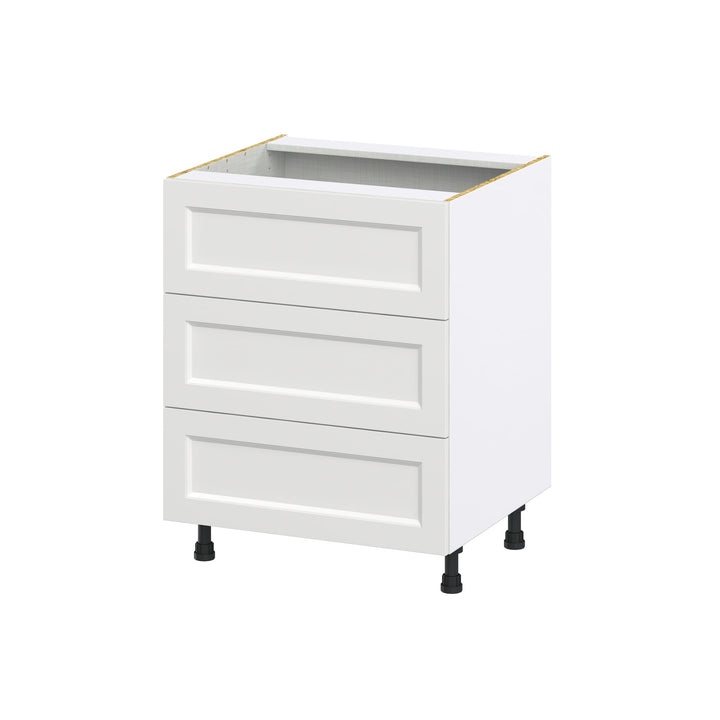 Hugo&Borg Riviera 27-in W x 34.5-in H x 24-in D Bright White 3-Drawer Base Fully Assembled Cabinet (Recessed Panel Style)