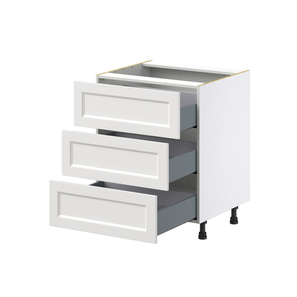 Hugo&Borg Riviera 27-in W x 34.5-in H x 24-in D Bright White 3-Drawer Base Fully Assembled Cabinet (Recessed Panel Style)
