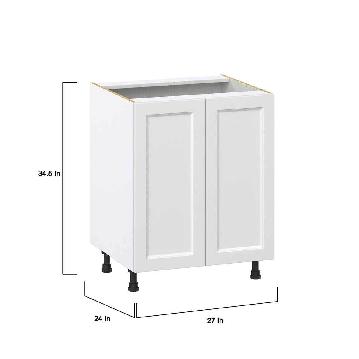 Hugo&Borg Riviera 27-in W x 34.5-in H x 24-in D Bright White Sink Base Fully Assembled Cabinet (Recessed Panel Shaker Style)