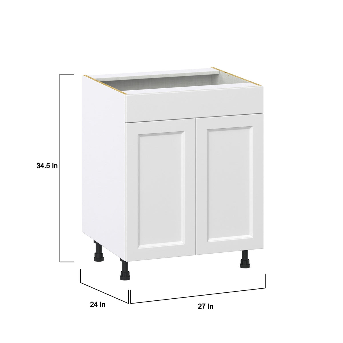 Hugo&Borg Riviera 27-in W x 34.5-in H x 24-in D Bright White Sink Base Fully Assembled Cabinet (Recessed Panel Shaker Style)