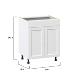 Hugo&Borg Riviera 27-in W x 34.5-in H x 24-in D Bright White Sink Base Fully Assembled Cabinet (Recessed Panel Shaker Style)