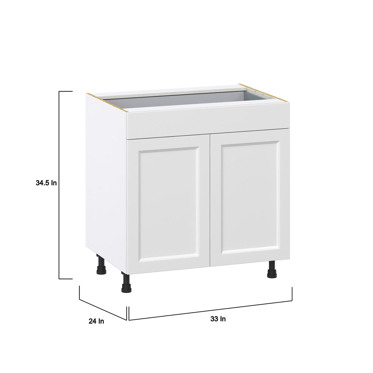 Hugo&Borg Riviera 33-in W x 34.5-in H x 24-in D Bright White 1-Drawer Base Fully Assembled Cabinet (Recessed Panel Shaker Style)
