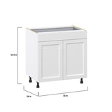 Hugo&Borg Riviera 33-in W x 34.5-in H x 24-in D Bright White 1-Drawer Base Fully Assembled Cabinet (Recessed Panel Shaker Style)