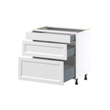 Hugo&Borg Riviera 33-in W x 34.5-in H x 24-in D Bright White 3-Drawer Base Fully Assembled Cabinet (Recessed Panel Style)