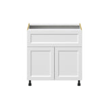 Hugo&Borg Riviera 33-in W x 34.5-in H x 25-in D Bright White 1-Drawer Base Fully Assembled Cabinet (Recessed Panel Shaker Style)