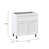 Hugo&Borg Riviera 33-in W x 34.5-in H x 25-in D Bright White 1-Drawer Base Fully Assembled Cabinet (Recessed Panel Shaker Style)