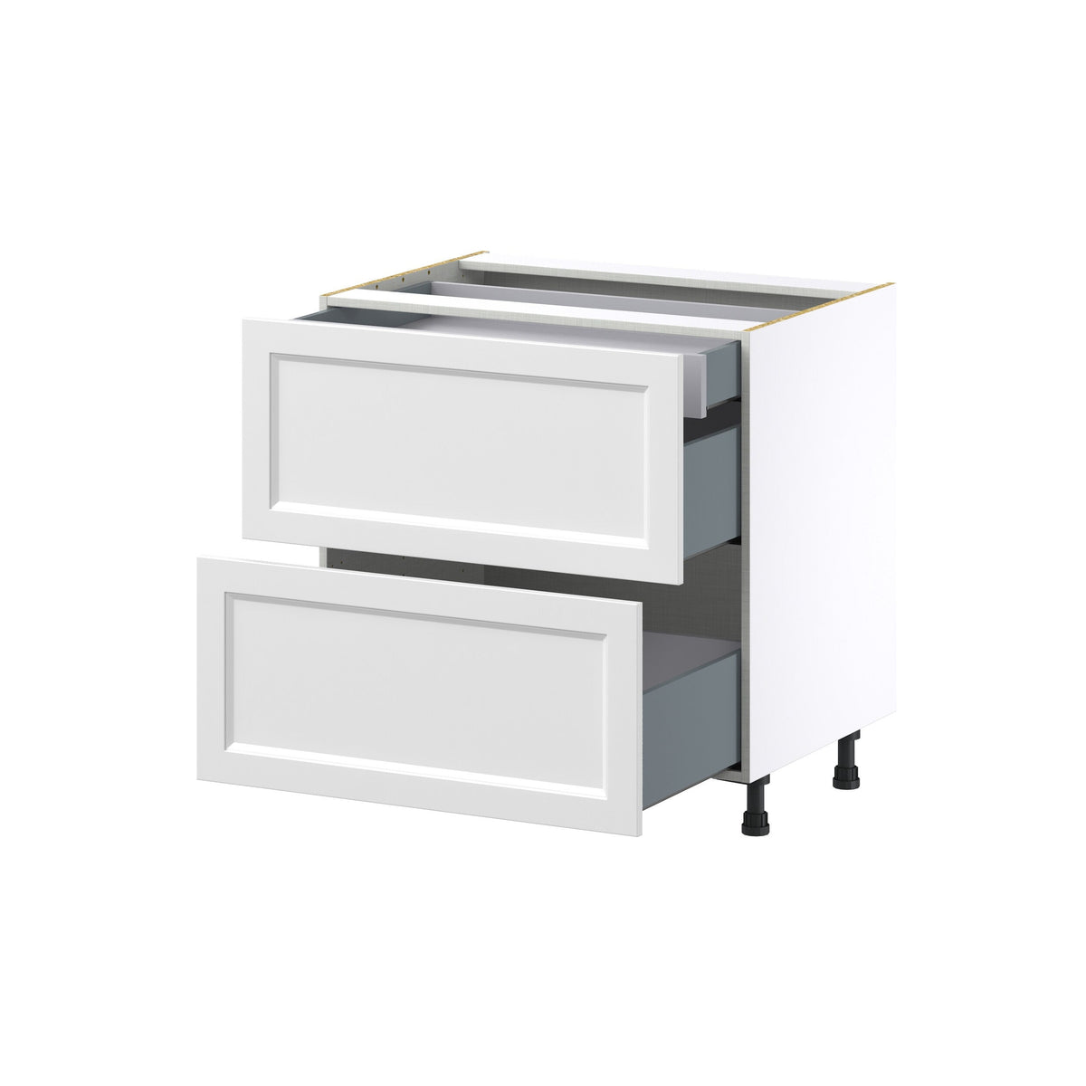 Hugo&Borg Riviera 33-in W x 34.5-in H x 24-in D Bright White 3-Drawer Base Fully Assembled Cabinet (Recessed Panel Style)