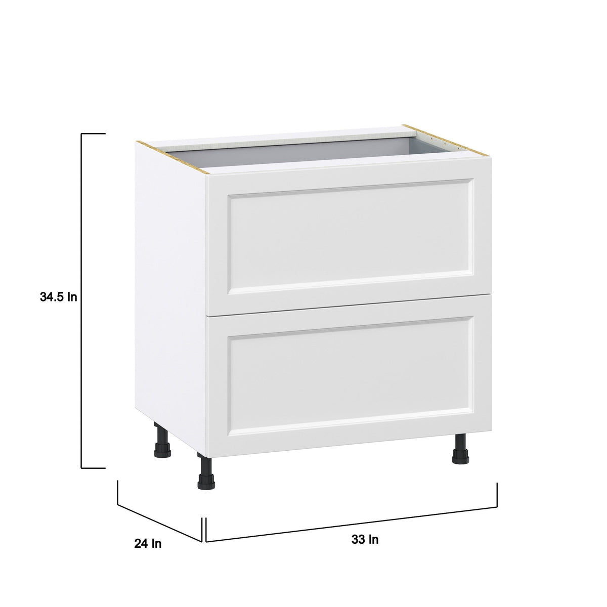 Hugo&Borg Riviera 33-in W x 34.5-in H x 24-in D Bright White 3-Drawer Base Fully Assembled Cabinet (Recessed Panel Style)