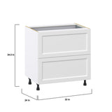 Hugo&Borg Riviera 33-in W x 34.5-in H x 24-in D Bright White 3-Drawer Base Fully Assembled Cabinet (Recessed Panel Style)
