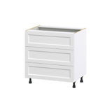 Hugo&Borg Riviera 33-in W x 34.5-in H x 24-in D Bright White 3-Drawer Base Fully Assembled Cabinet (Recessed Panel Style)
