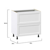 Hugo&Borg Riviera 33-in W x 34.5-in H x 24-in D Bright White 2-Drawer Base Fully Assembled Cabinet (Recessed Panel Style)