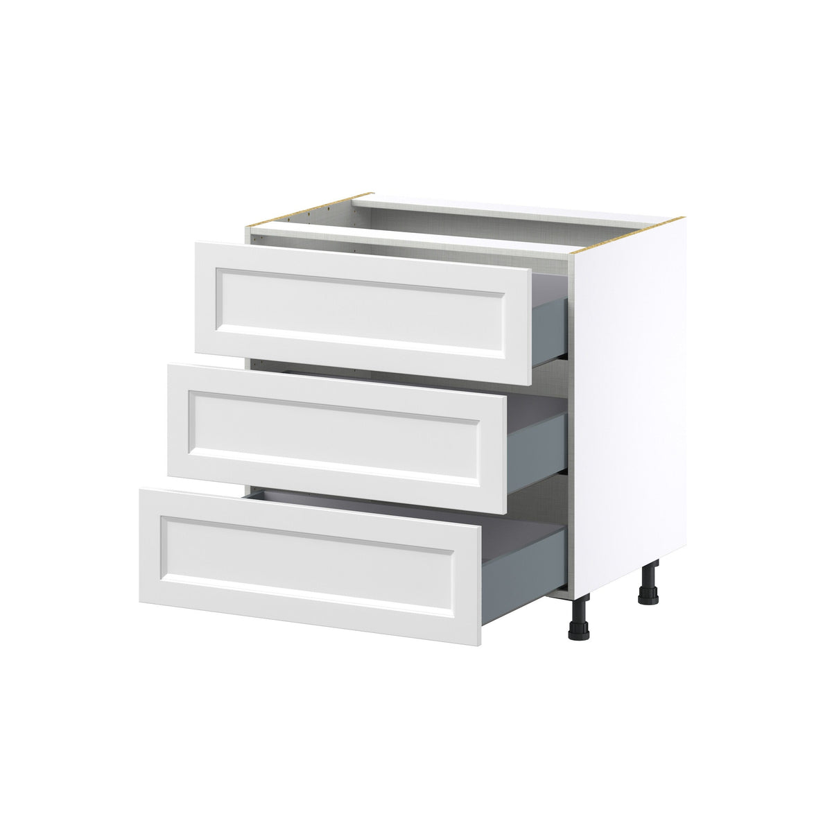 Hugo&Borg Riviera 33-in W x 34.5-in H x 24-in D Bright White 3-Drawer Base Fully Assembled Cabinet (Recessed Panel Style)
