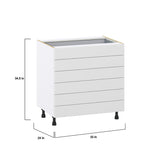 Hugo&Borg Riviera 33-in W x 34.5-in H x 24-in D Bright White 6-Drawer Base Fully Assembled Cabinet (Recessed Panel Style)