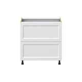 Hugo&Borg Riviera 33-in W x 34.5-in H x 24-in D Bright White 3-Drawer Base Fully Assembled Cabinet (Recessed Panel Style)