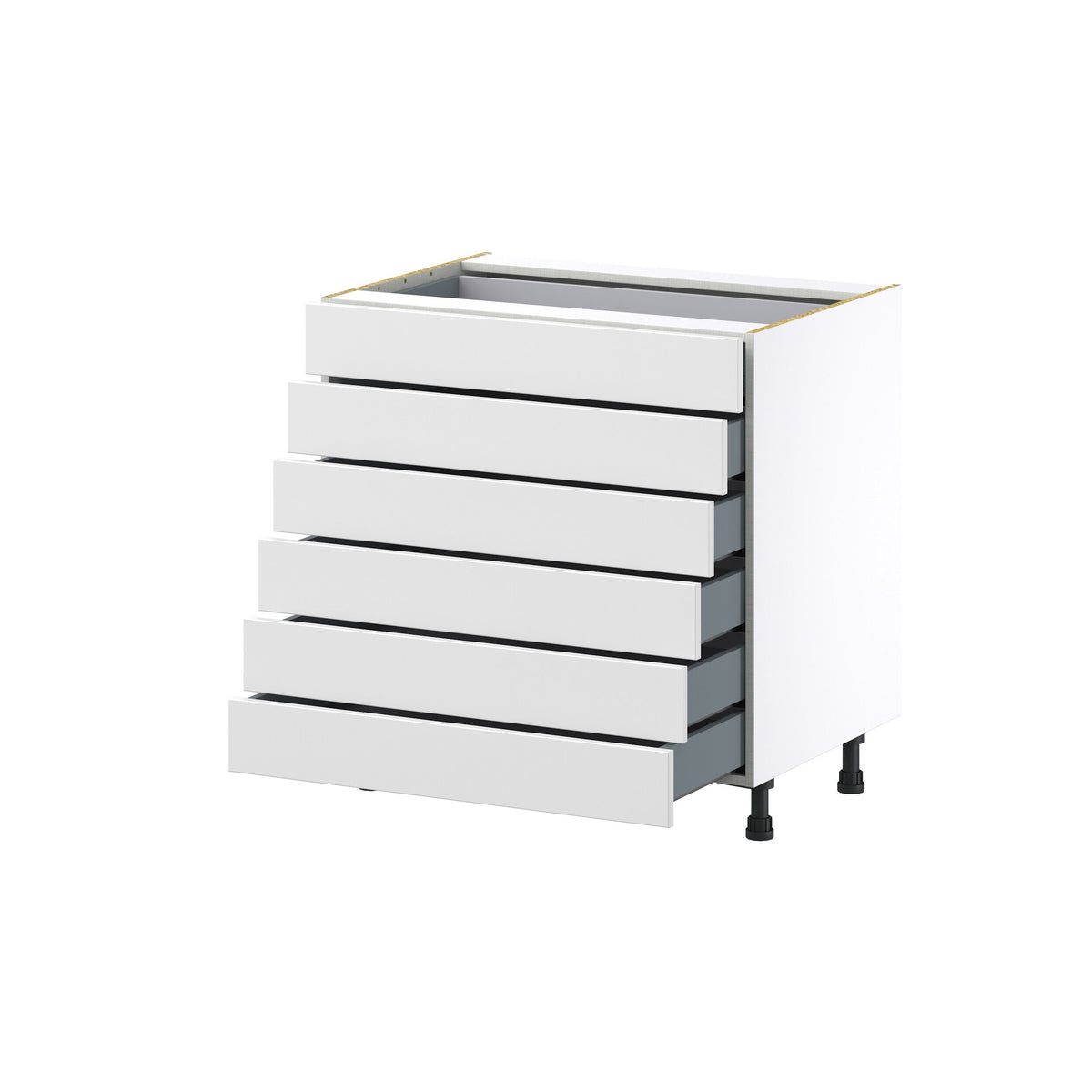 Hugo&Borg Riviera 33-in W x 34.5-in H x 24-in D Bright White 6-Drawer Base Fully Assembled Cabinet (Recessed Panel Style)