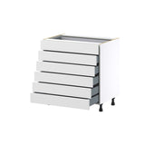 Hugo&Borg Riviera 33-in W x 34.5-in H x 24-in D Bright White 6-Drawer Base Fully Assembled Cabinet (Recessed Panel Style)