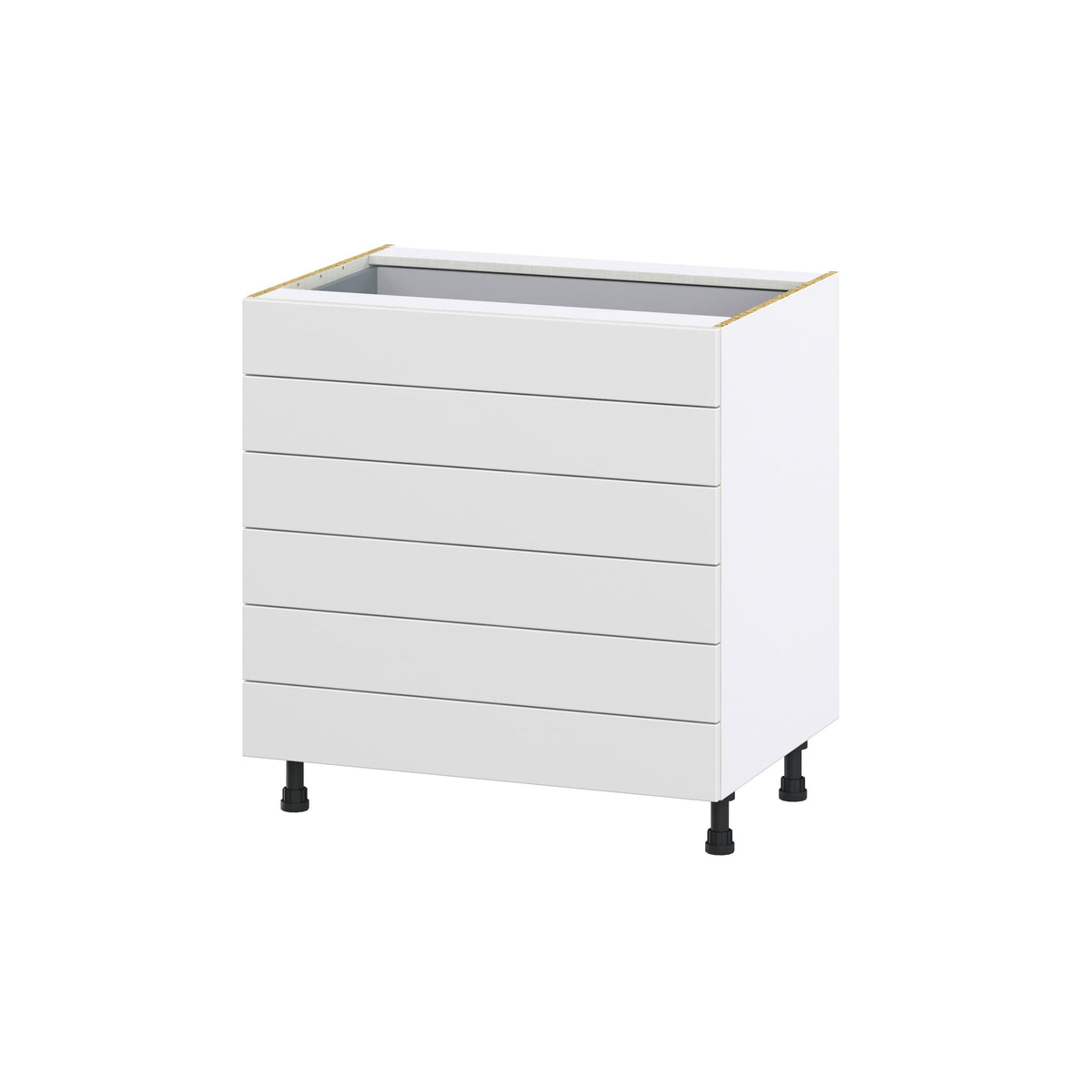 Hugo&Borg Riviera 33-in W x 34.5-in H x 24-in D Bright White 6-Drawer Base Fully Assembled Cabinet (Recessed Panel Style)