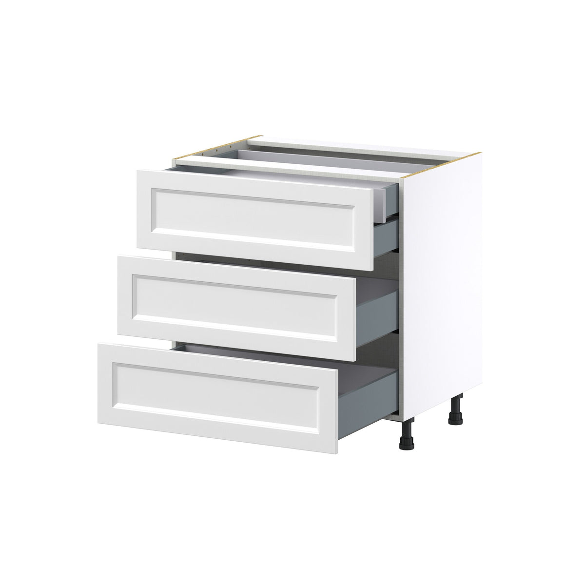 Hugo&Borg Riviera 33-in W x 34.5-in H x 24-in D Bright White 4-Drawer Base Fully Assembled Cabinet (Recessed Panel Style)