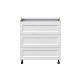 Hugo&Borg Riviera 33-in W x 34.5-in H x 24-in D Bright White 4-Drawer Base Fully Assembled Cabinet (Recessed Panel Style)