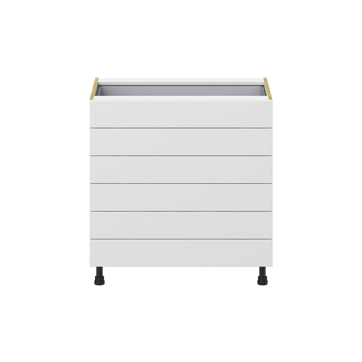Hugo&Borg Riviera 33-in W x 34.5-in H x 24-in D Bright White 6-Drawer Base Fully Assembled Cabinet (Recessed Panel Style)