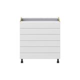 Hugo&Borg Riviera 33-in W x 34.5-in H x 24-in D Bright White 6-Drawer Base Fully Assembled Cabinet (Recessed Panel Style)
