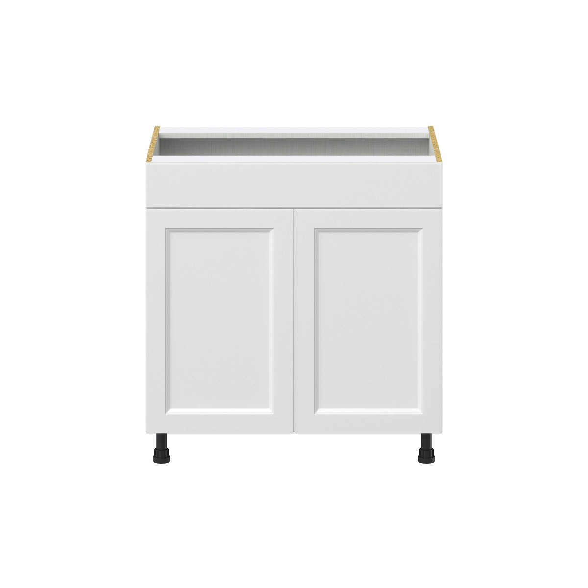 Hugo&Borg Riviera 33-in W x 34.5-in H x 24-in D Bright White Sink Base Fully Assembled Cabinet (Recessed Panel Shaker Style)