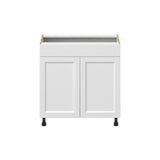 Hugo&Borg Riviera 33-in W x 34.5-in H x 24-in D Bright White Sink Base Fully Assembled Cabinet (Recessed Panel Shaker Style)