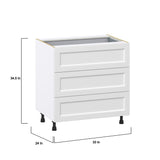 Hugo&Borg Riviera 33-in W x 34.5-in H x 24-in D Bright White 4-Drawer Base Fully Assembled Cabinet (Recessed Panel Style)