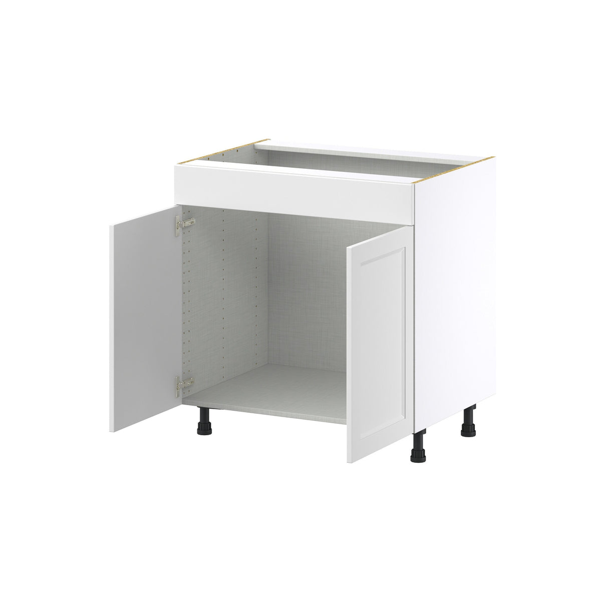 Hugo&Borg Riviera 33-in W x 34.5-in H x 24-in D Bright White Sink Base Fully Assembled Cabinet (Recessed Panel Shaker Style)