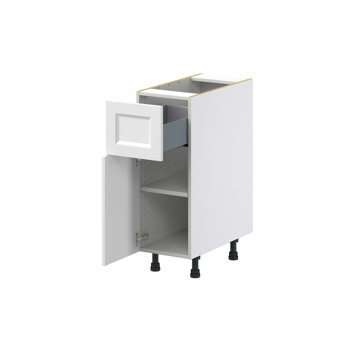 Hugo&Borg Riviera 12-in W x 34.5-in H x 25-in D Bright White 1-Drawer Base Fully Assembled Cabinet (Recessed Panel Shaker Style)