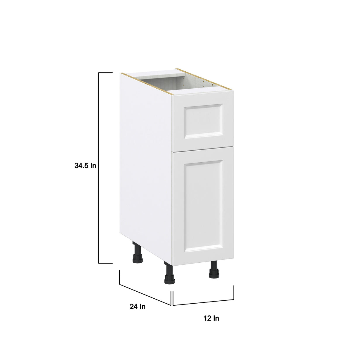 Hugo&Borg Riviera 12-in W x 34.5-in H x 25-in D Bright White 1-Drawer Base Fully Assembled Cabinet (Recessed Panel Shaker Style)