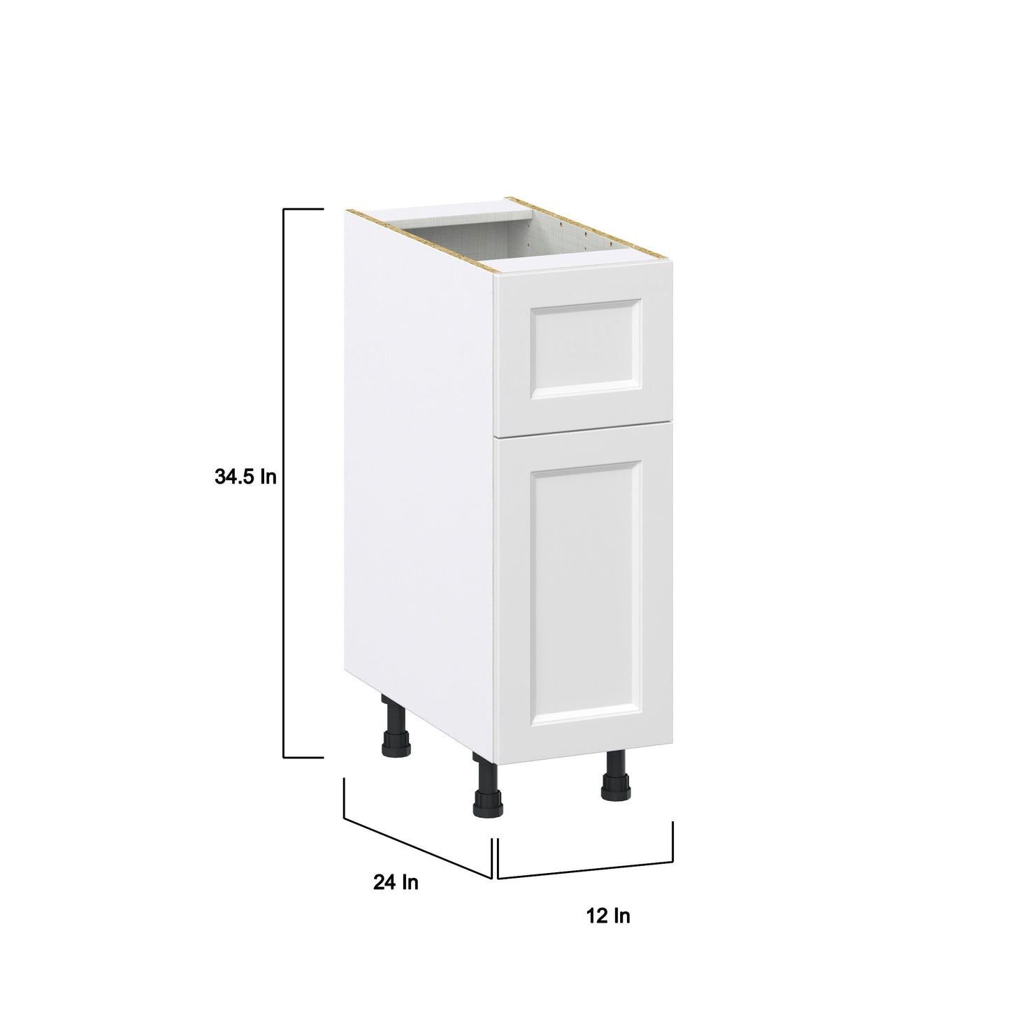 Hugo&Borg Riviera 12-in W x 34.5-in H x 25-in D Bright White 1-Drawer Base Fully Assembled Cabinet (Recessed Panel Shaker Style)